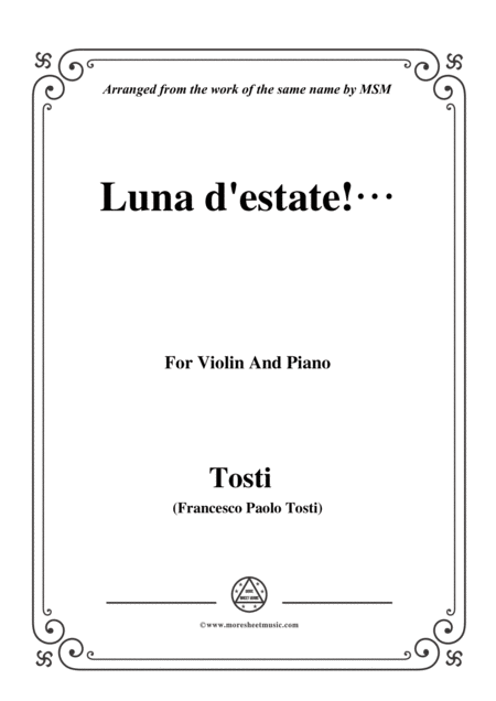 Free Sheet Music Tosti Luna D Estate For Violin And Piano