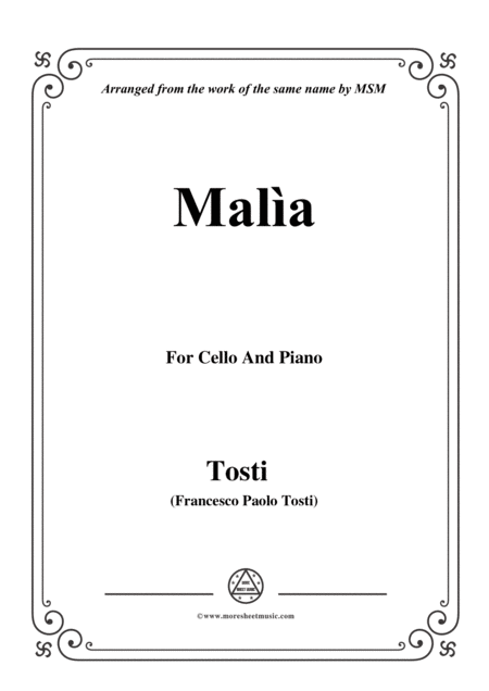 Free Sheet Music Tosti Mala For Cello And Piano