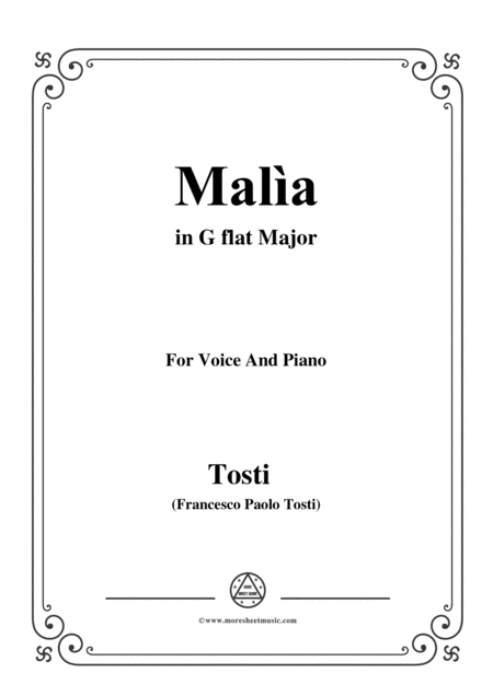 Tosti Mala In G Flat Major For Voice And Piano Sheet Music