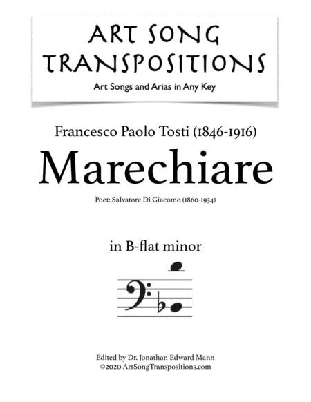 Tosti Marechiare Transposed To B Flat Minor Bass Clef Sheet Music