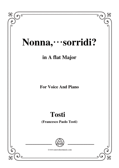 Tosti Nonna Sorridi In A Flat Major For Voice And Piano Sheet Music