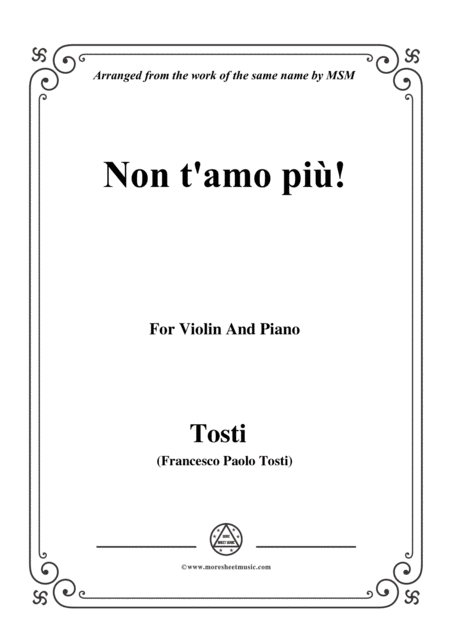 Tosti Nont Amo Pi For Violin And Piano Sheet Music