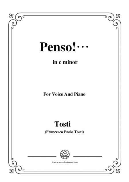 Tosti Penso In C Minor For Voice And Piano Sheet Music