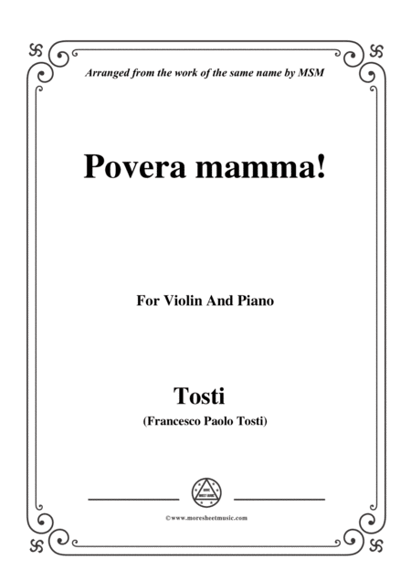 Tosti Povera Mamma For Violin And Piano Sheet Music