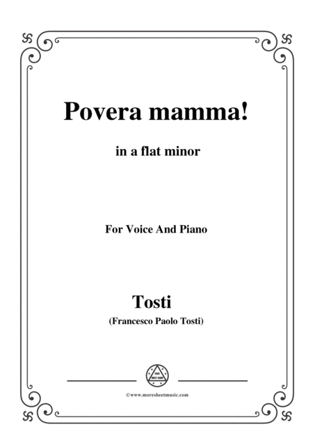 Tosti Povera Mamma In A Flat Minor For Voice And Piano Sheet Music