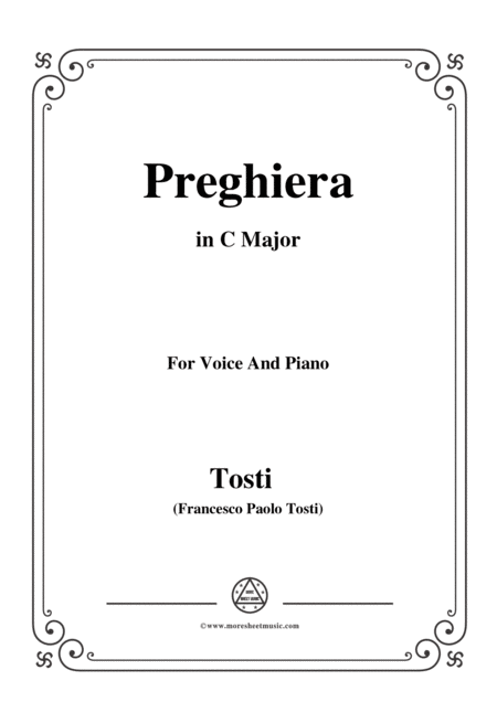 Free Sheet Music Tosti Preghiera In C Major For Voice And Piano