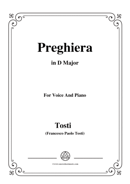 Tosti Preghiera In D Major For Voice And Piano Sheet Music