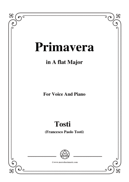 Tosti Primavera In A Flat Major For Voice And Piano Sheet Music