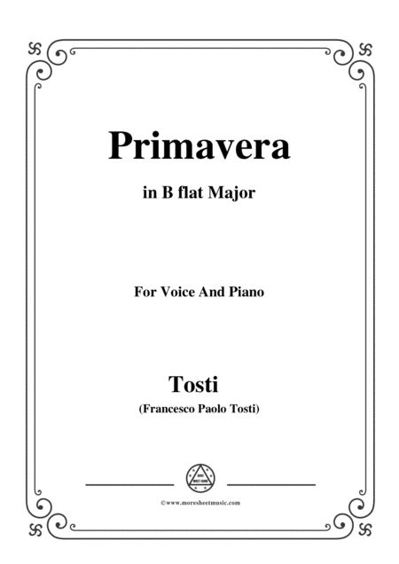 Tosti Primavera In B Flat Major For Voice And Piano Sheet Music