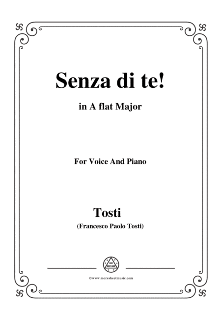 Tosti Senza Di Te In A Flat Major For Voice And Piano Sheet Music