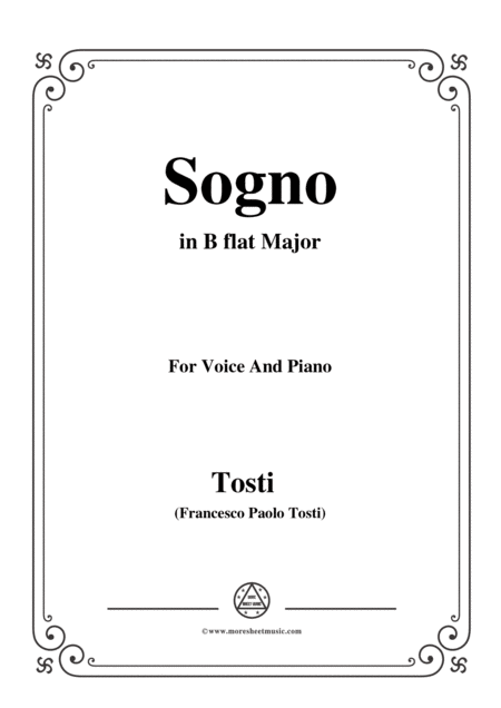 Tosti Sogno In B Flat Major For Voice And Piano Sheet Music