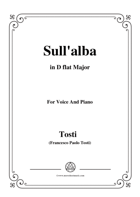 Tosti Sull Alba In D Flat Major For Voice And Piano Sheet Music