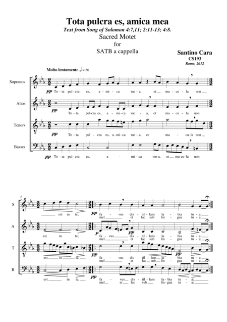 Free Sheet Music Tota Pulcra Es Amica Mea Sacred Motet For Choir Satb A Cappella