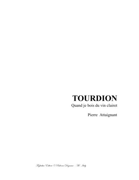 Tourdion Attaignant Arr For Brass Quartet Sheet Music