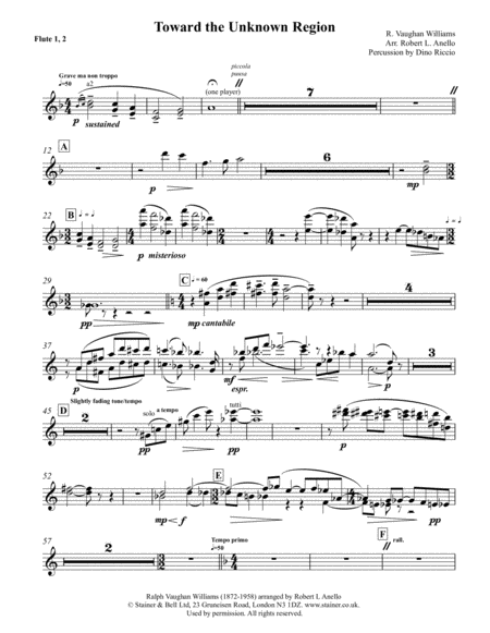 Free Sheet Music Toward The Unknown Region Parts Letter A4 Size