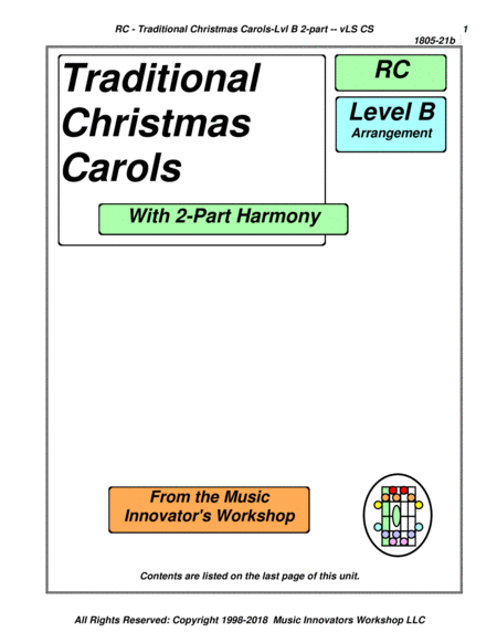 Traditional Christmas Carols 2 Part W Cd Symbols Key Map Tablature Sheet Music