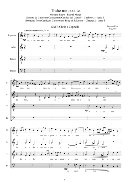 Free Sheet Music Trahe Me Post Te Motet For Satb Choir A Cappella