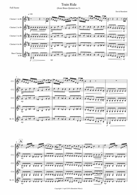 Train Ride From Brass Quintet No 3 For Clarinet Quintet Sheet Music