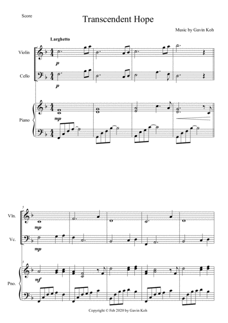 Free Sheet Music Transcendent Hope