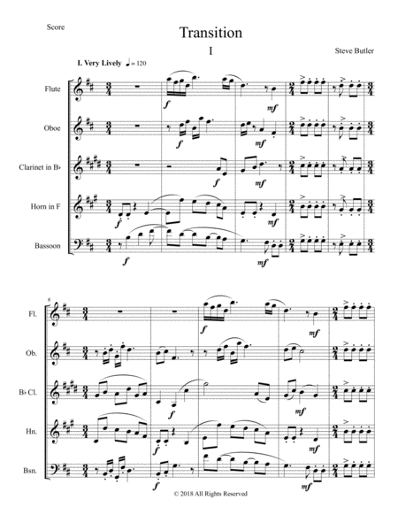 Transition I Part I Of A 3 Movement Work For Woodwind Quintet Sheet Music