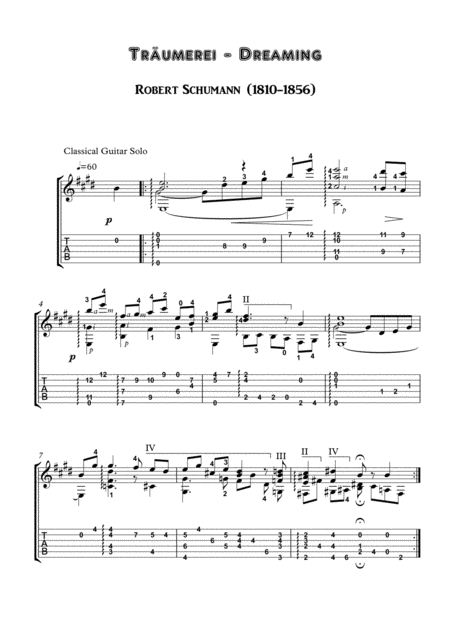 Free Sheet Music Traumerei Reverie Guitar Solo