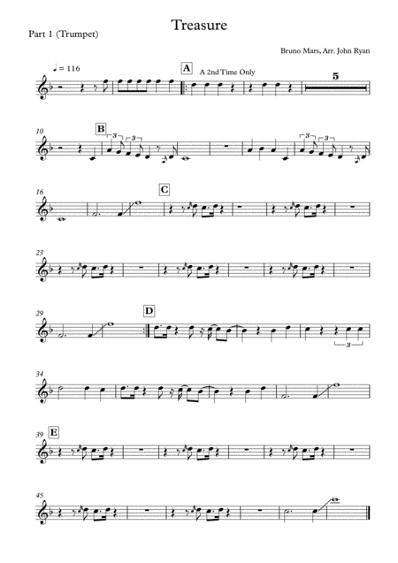 Treasure Wedding Band Arrangement Horns Rhythm Sheet Music