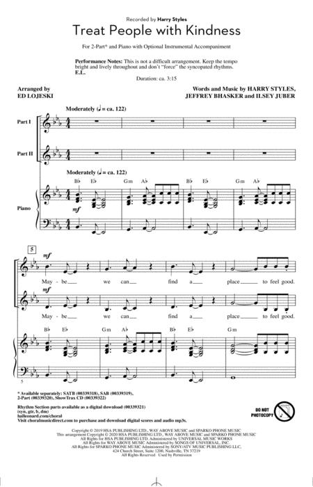 Treat People With Kindness Arr Ed Lojeski Sheet Music