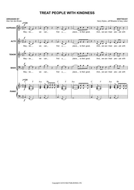 Treat People With Kindness Satb With Piano Accompaniment Sheet Music