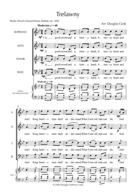 Free Sheet Music Trelawny