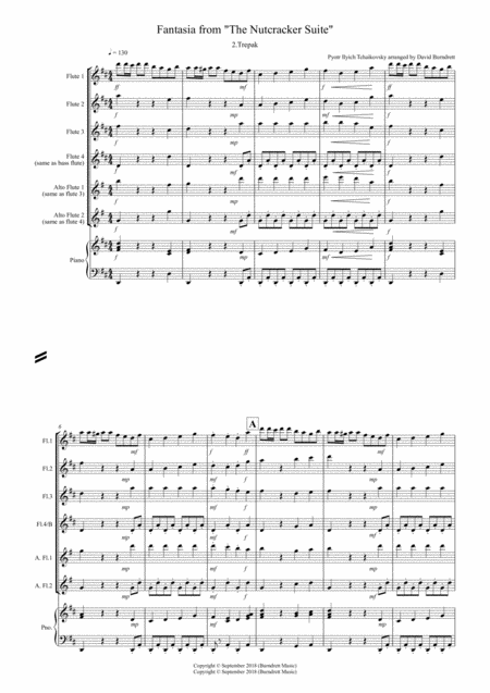 Free Sheet Music Trepak Fantasia From Nutcracker For Flute Quartet