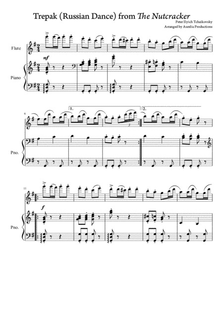 Trepak Russian Dance From The Nutcracker Solo Piano Sheet Music