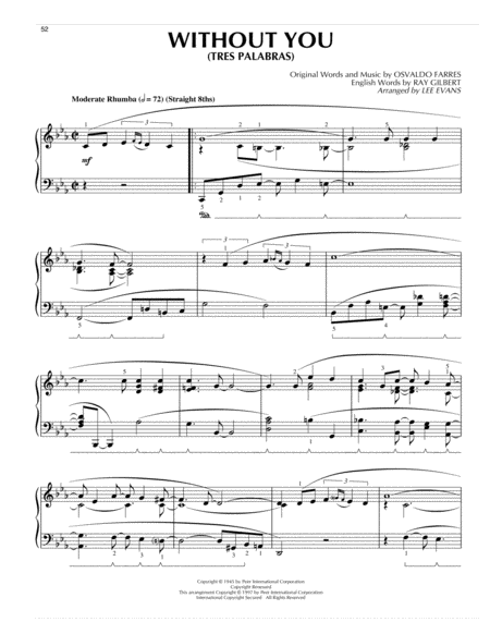 Tres Palabras Without You Sheet Music