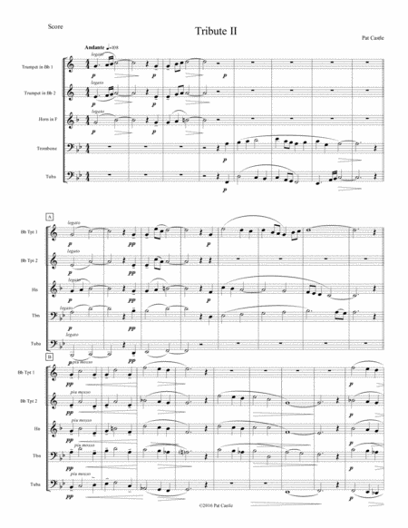 Free Sheet Music Tribute Ii For Brass Quintet Score And Parts