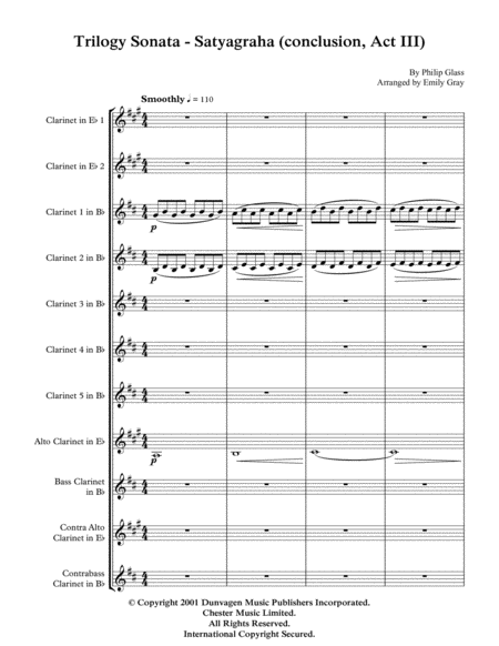 Trilogy Sonata Satyagraha Conclusion Act Iii For Clarinet Choir Sheet Music