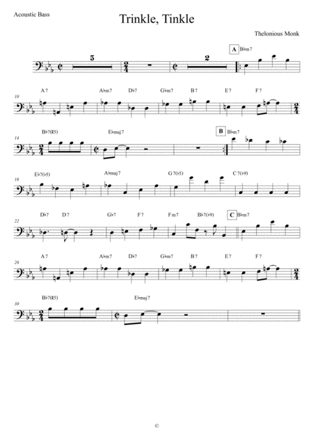 Trinkle Tinkle Acoustic Bass Sheet Music