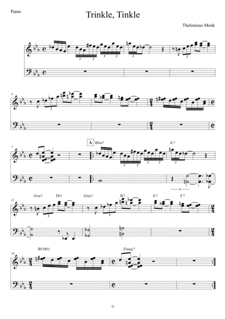 Free Sheet Music Trinkle Tinkle Piano