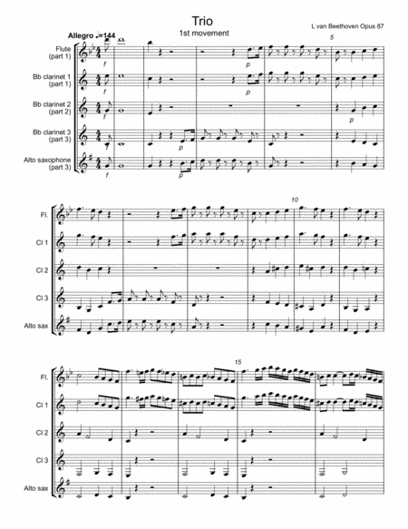 Trio 1st Movement Beethoven Sheet Music