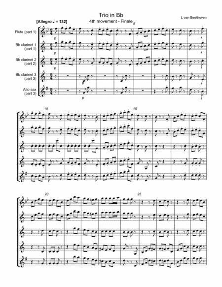 Free Sheet Music Trio 4th Movement Finale Beethoven