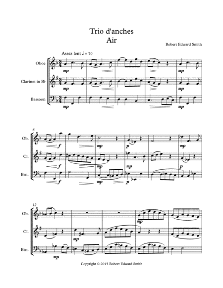 Trio D Anches For Oboe B Flat Clarinet And Bassoon Sheet Music