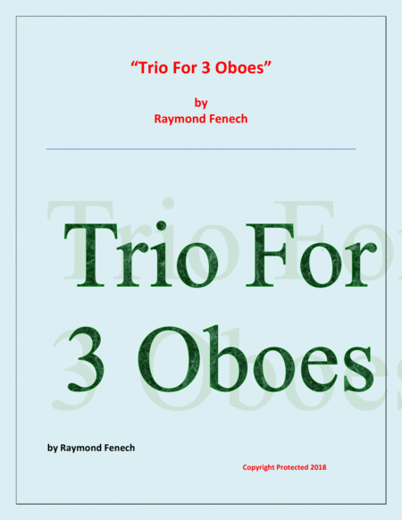 Trio For 3 Oboes Easy Beginner Sheet Music