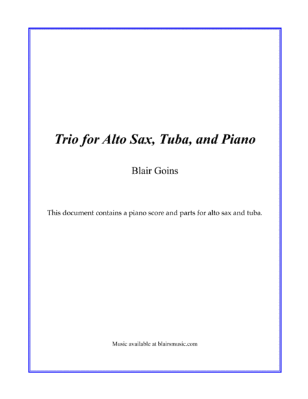 Free Sheet Music Trio For Alto Sax Tuba And Piano