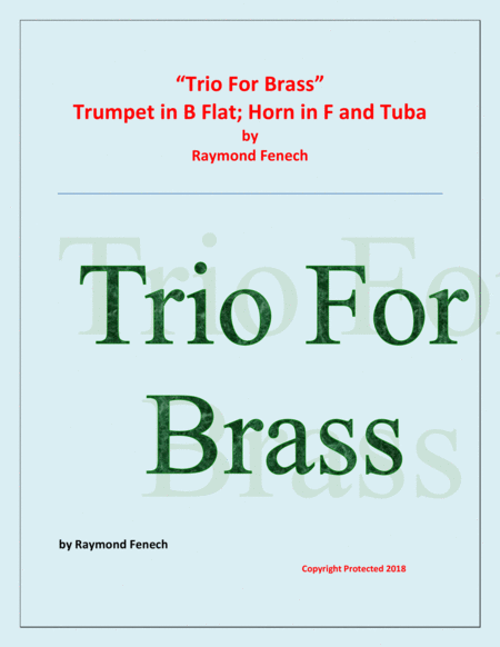 Trio For Brass Trumpet In B Flat Horn In F And Tuba Easy Beginner Sheet Music