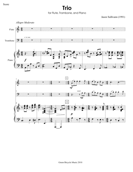 Trio For Flute Trombone And Piano Sheet Music