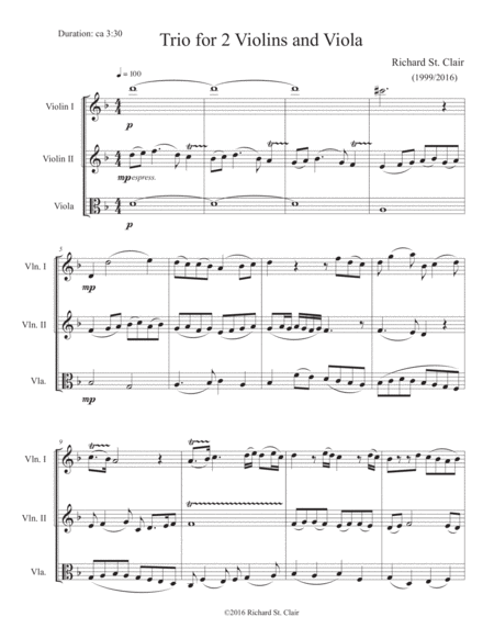 Free Sheet Music Trio For Two Violins And Viola