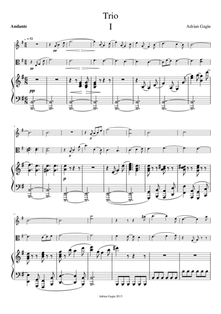 Trio For Violin Viola And Piano Op 32a Sheet Music