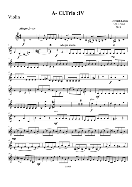 Trio In A Minor For Clarinet Violin And Piano Fourth Last Movement Sheet Music