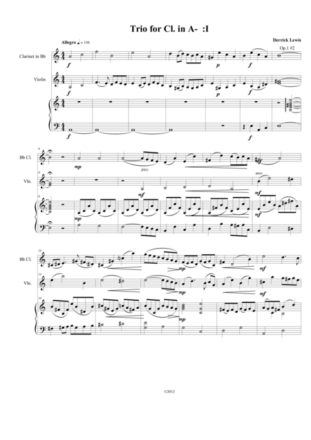 Trio In A Minor For Clarinet Violin And Piano Op 1 No 2 Complete Sheet Music