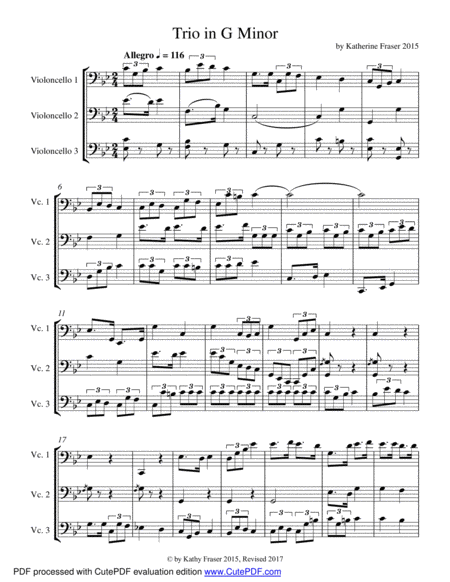 Trio In G Minor For Three Cellos Sheet Music