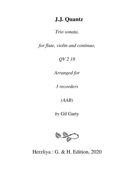 Trio Sonata Qv 2 18 Arrangement For 3 Recorders Sheet Music