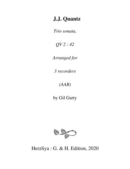 Trio Sonata Qv 2 42 Arrangement For 3 Recorders Sheet Music